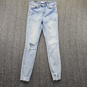 Vervet Jeans Womens Size 28 Light Wash High Rise Distressed Slim Crop Raw Hem